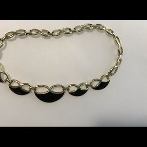 Gold-tone and black enamel 14” Collar necklace